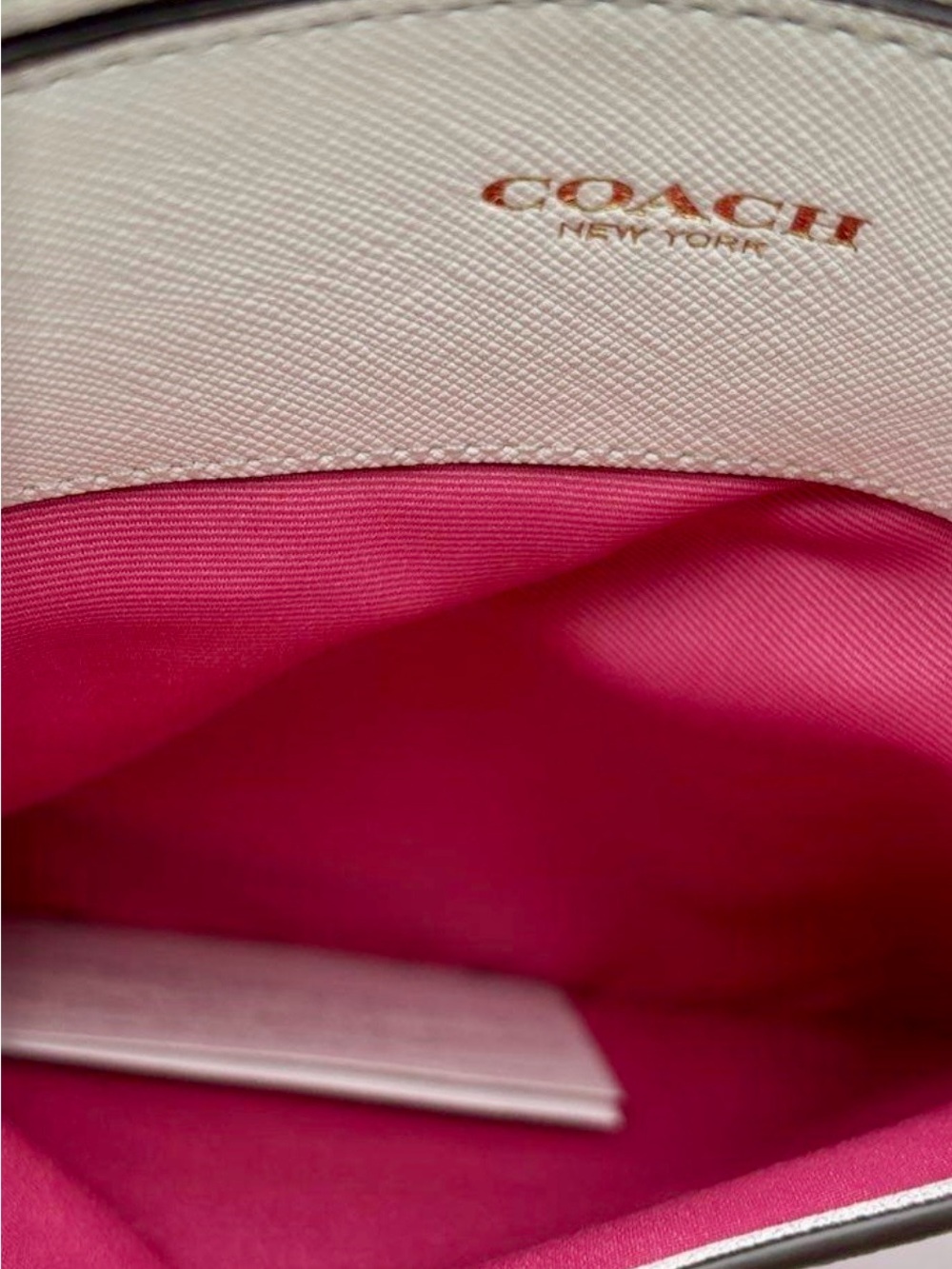 New! COACH Pink Ruby Ombre Gingham Saffiano Leather Swingpack Crossbody (NWT) - Picture 4 of 9